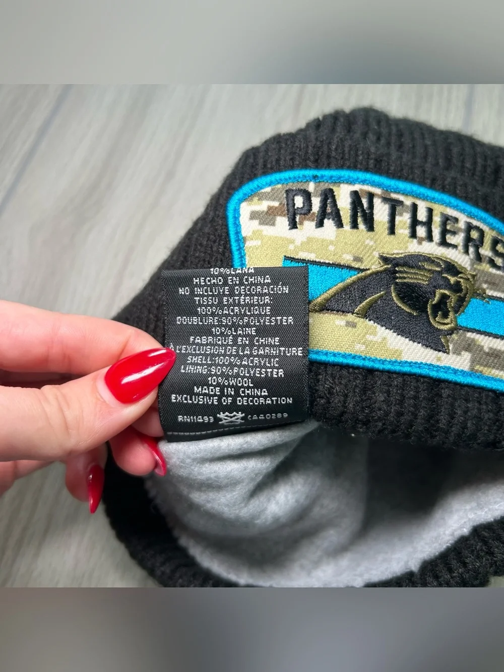 New Era Carolina Panthers 2021 Salute to Service Cuffed Knit Beanie Hat Black OS